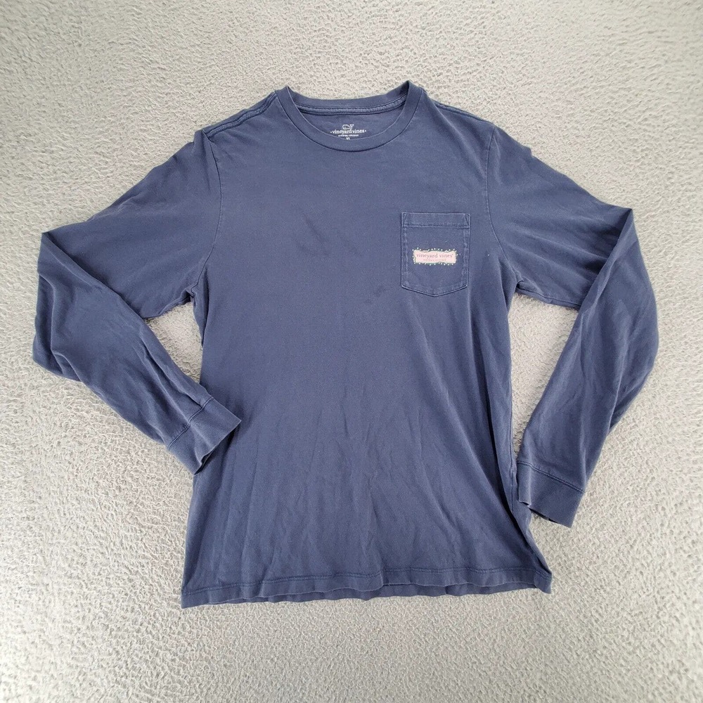 Vineyard Vines Shirt Boys Youth XL Navy Blue Graphic Martha's Vineyard Spellout
